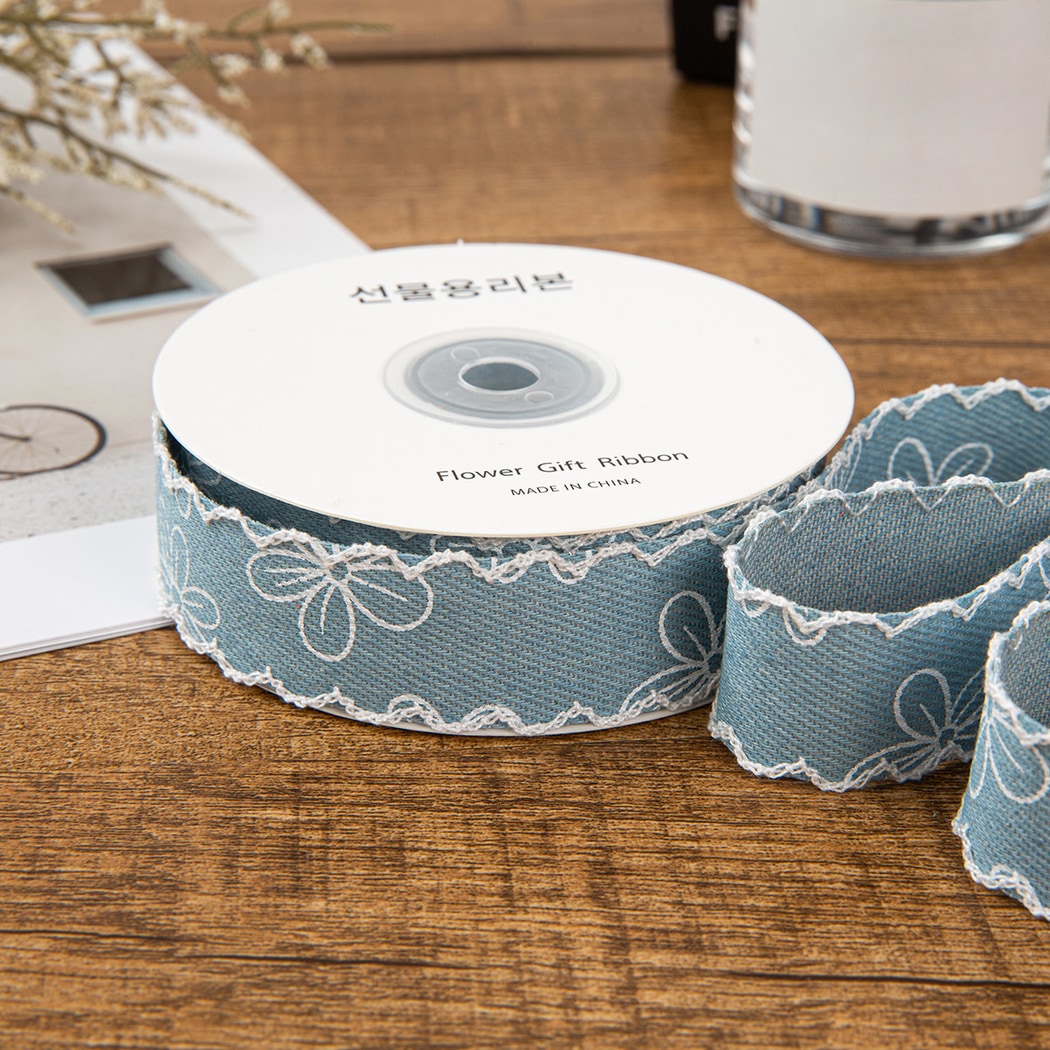Rivora - DIY Denim Style Floral Pattern Ribbon