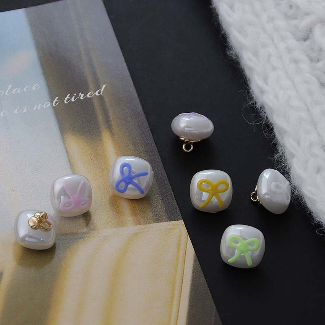 Bunli - 10-Pack DIY Decorative Plastic Bow Pattern Button