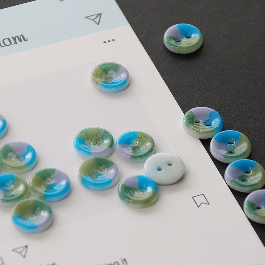 Bunli - DIY 10 Pack Round Ceramic Two Hole Buttons