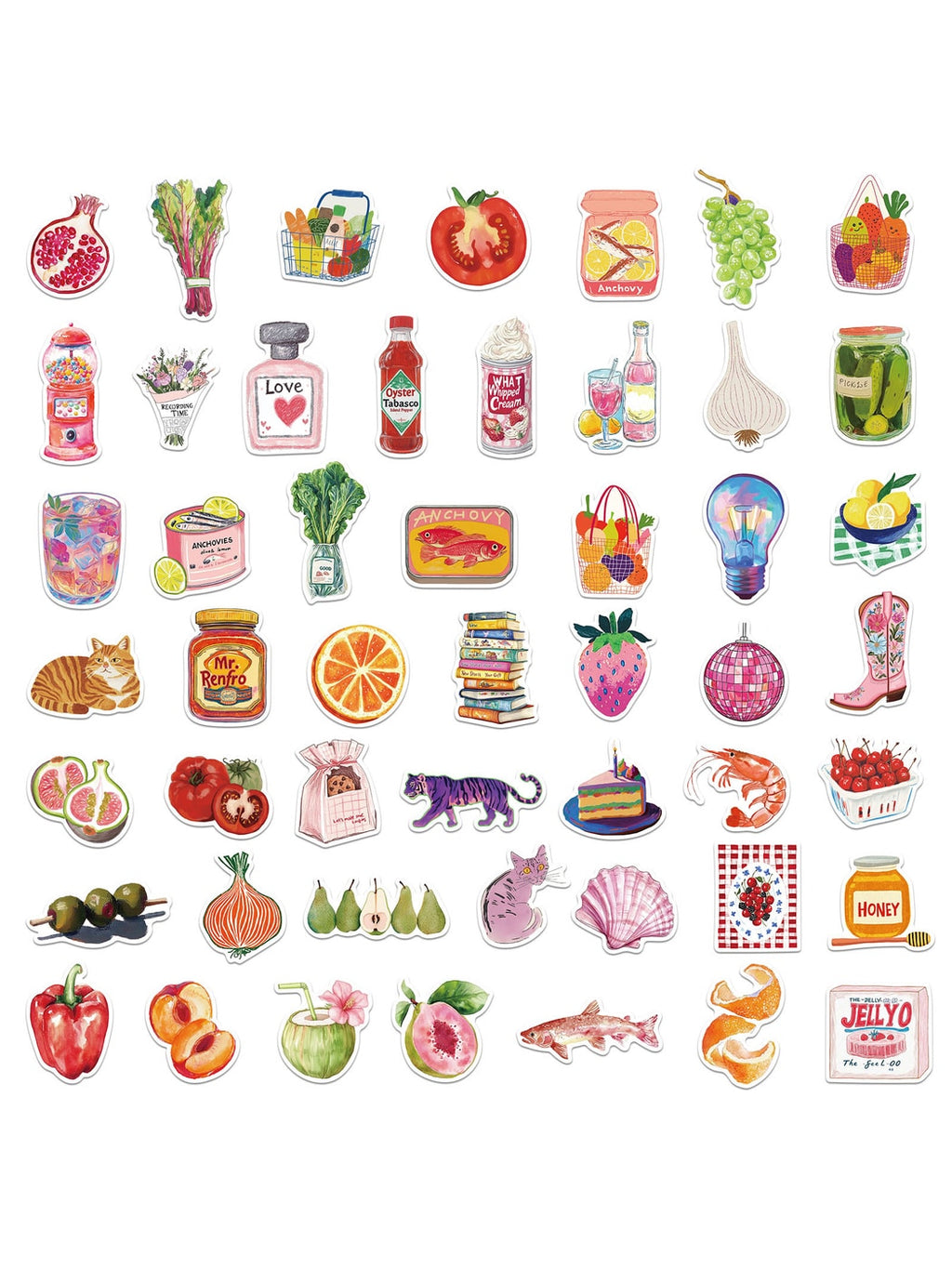 Lunira - Retro Fruit Drink Printed Cartoon Stickers pack