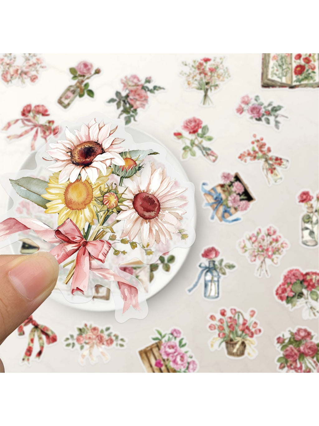 Lunira - 50 Piece Flower and Letter PET Stickers pack Oria & Co
