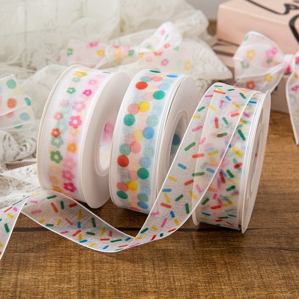 Rivora - DIY Sheer Polka Dot Decorative Gift Ribbon
