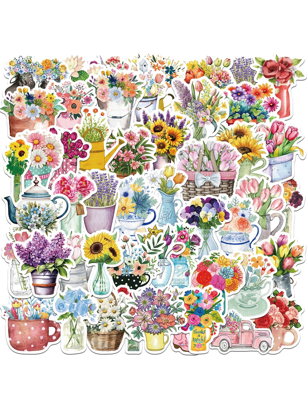 Lunira - 50 Sheet Flower Stickers Pack Oria & Co