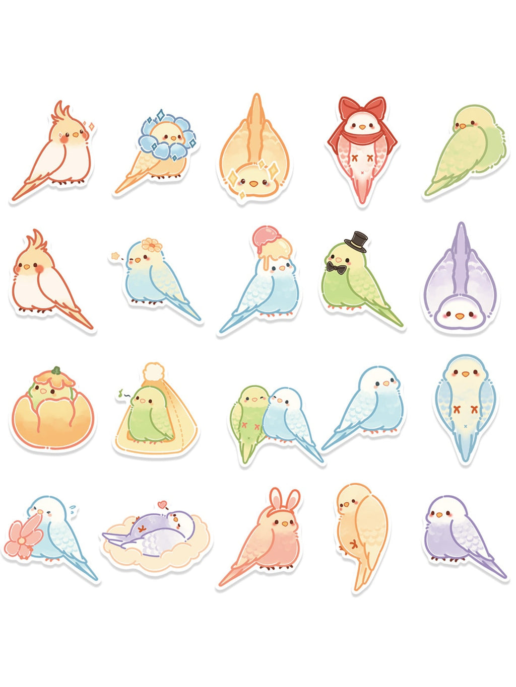 Lunira - 40 Piece Cartoon Parrot Adhesive Stickers pack Oria & Co