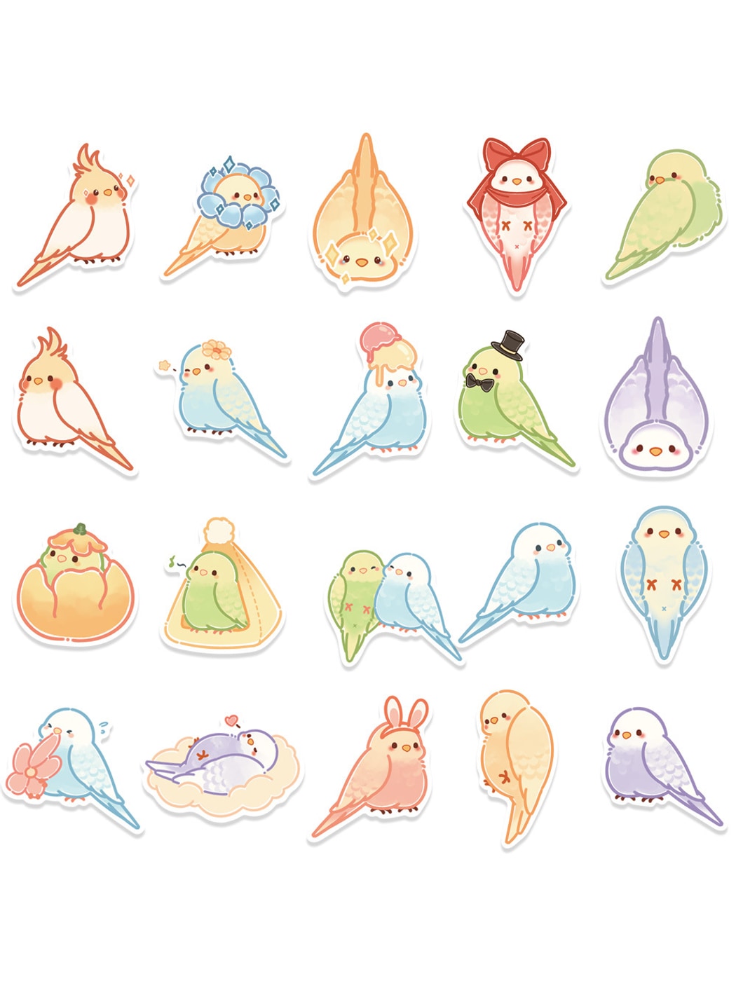 Lunira - 40 Piece Cartoon Parrot Adhesive Stickers pack Oria & Co