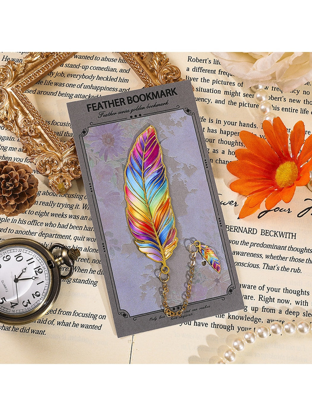 Novellea - Ornate Feather Shaped Classic Metal Bookmark Oria & Co