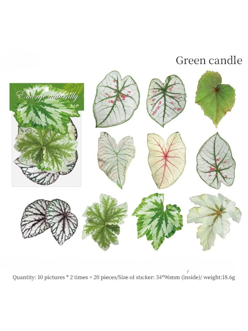 Hand peeling a green leaf sticker from the Lunira sticker sheet