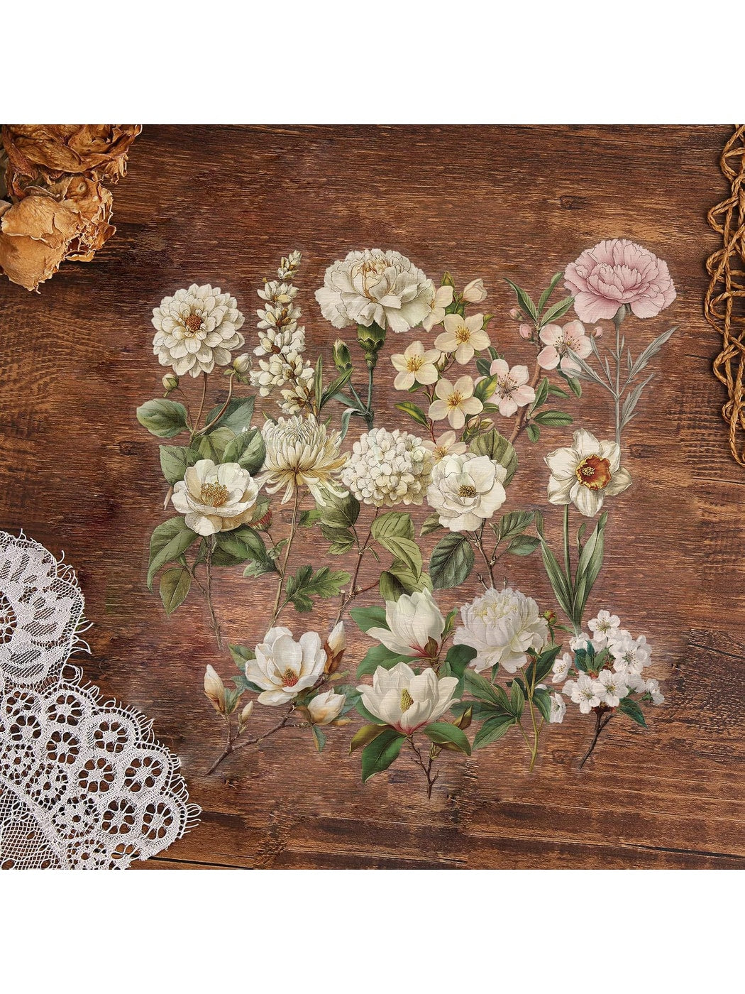 Lunira - Vintage Flower Branch Printed Stickers pack Oria & Co