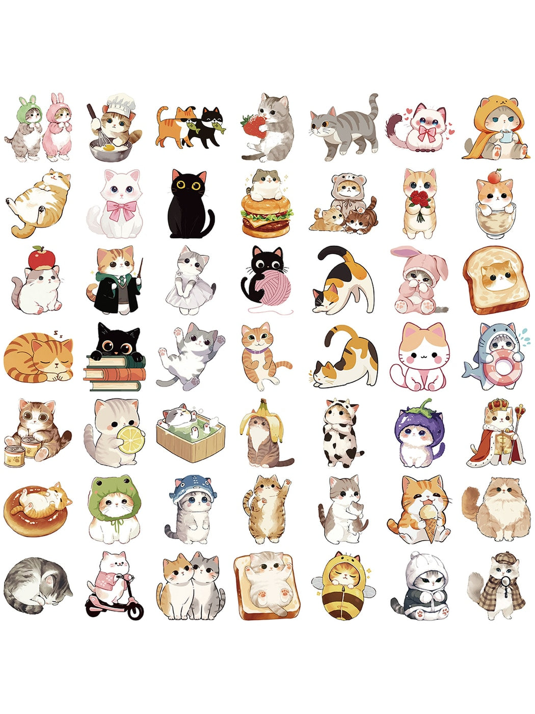 Lunira - Cute Cat Stickers Pack 50 Cartoon Stickers pack Oria & Co