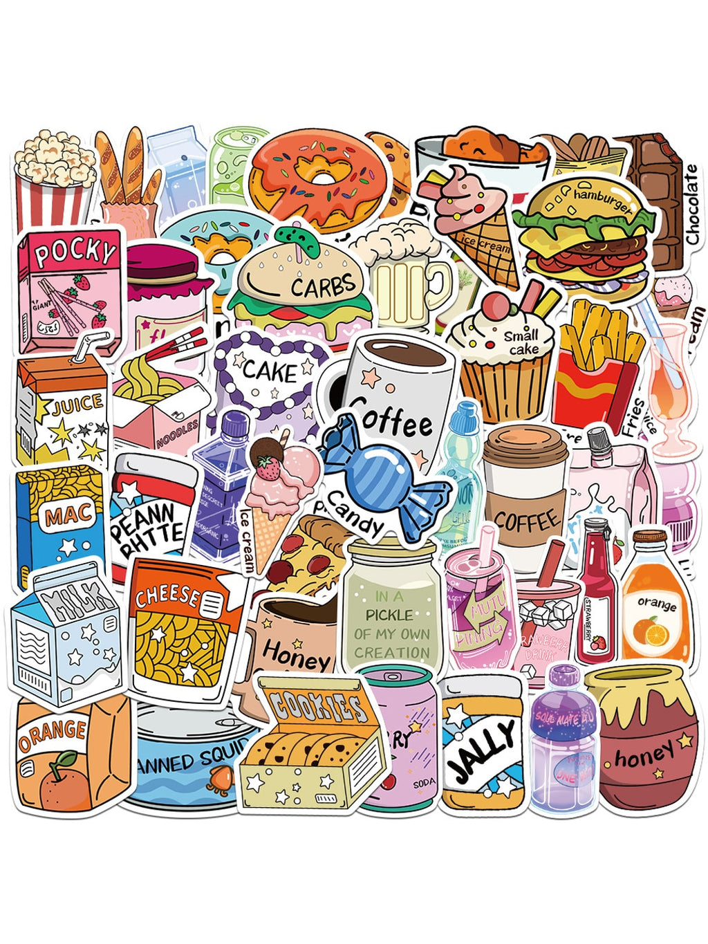 Lunira - Cute Cartoon 50 Piece Printed Stickers Pack Oria & Co