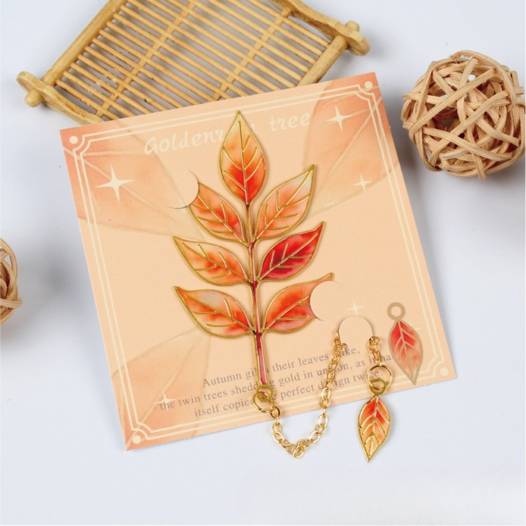 Novellea - Assorted-Leaf Mini-Leaf-Charm Bookmark