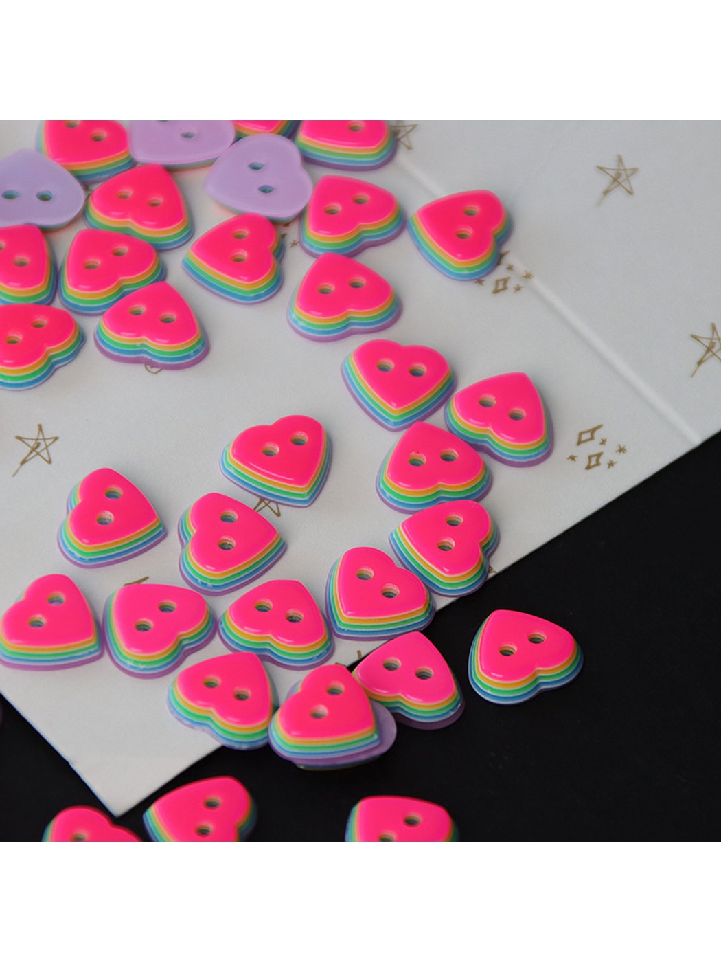 Bunli - 10 Heart Shaped Two-Hole Synthetic Buttons Oria & Co