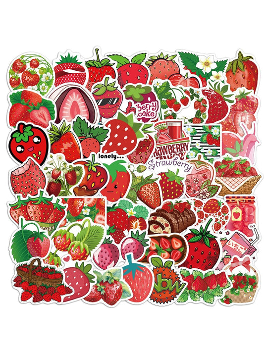 Lunira - 50 Piece Cute Cartoon Strawberry Stickers Pack Oria & Co