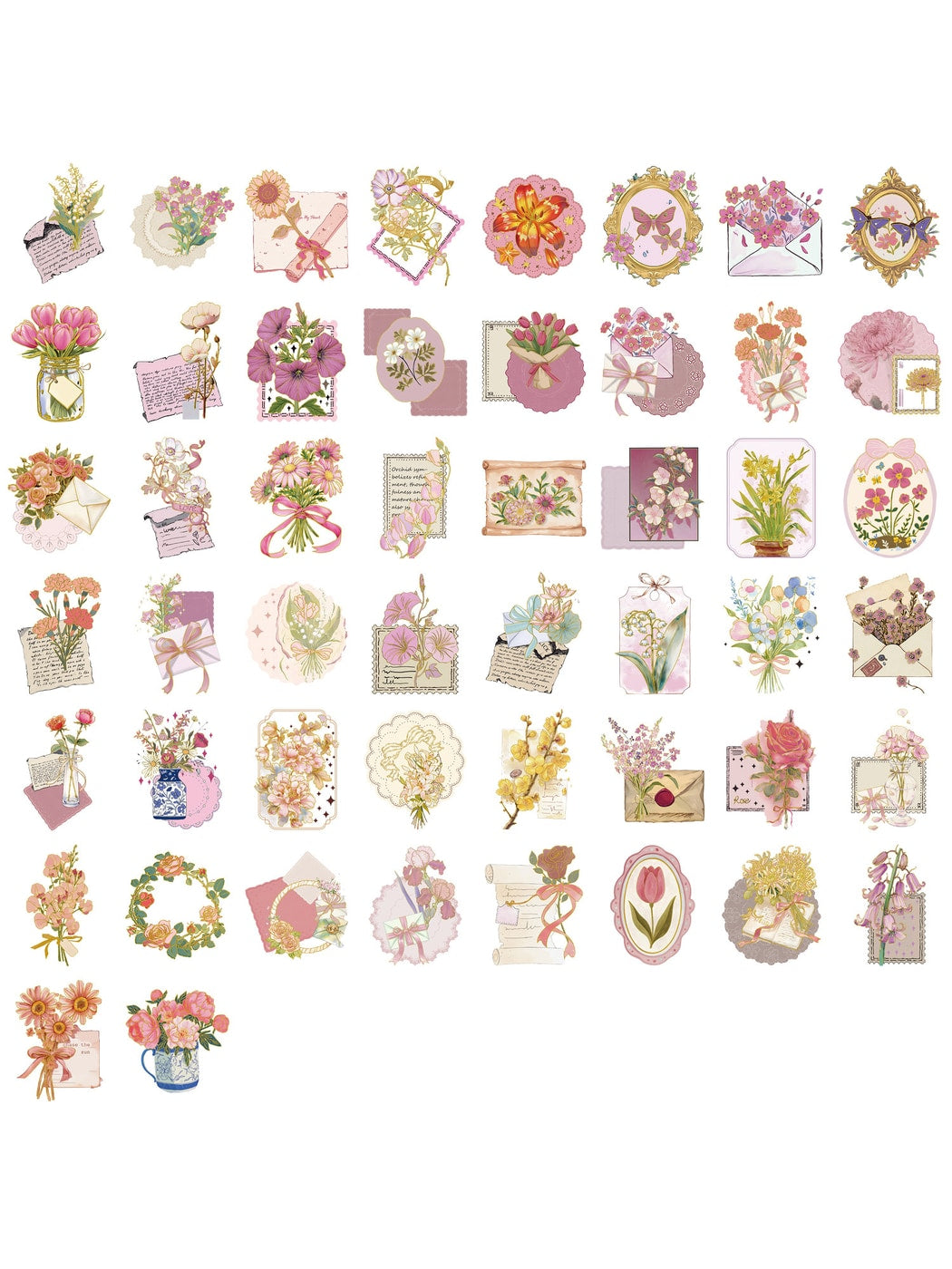 Lunira - 50 Piece Floral Foil Decorative Stickers pack Oria & Co
