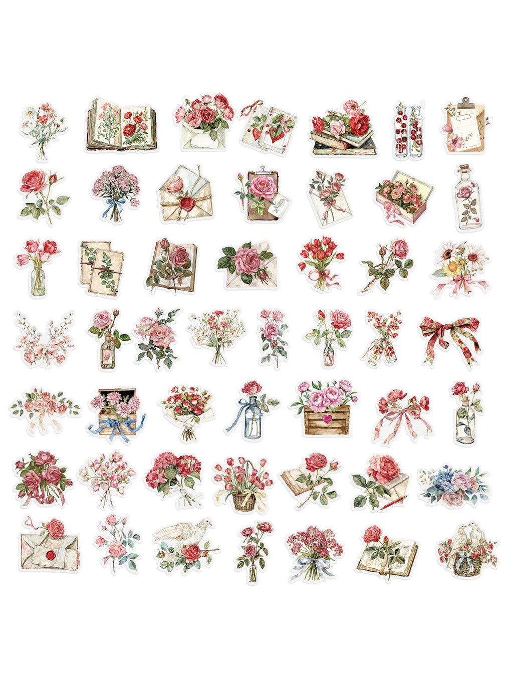 Lunira - 50 Piece Flower and Letter PET Stickers pack Oria & Co