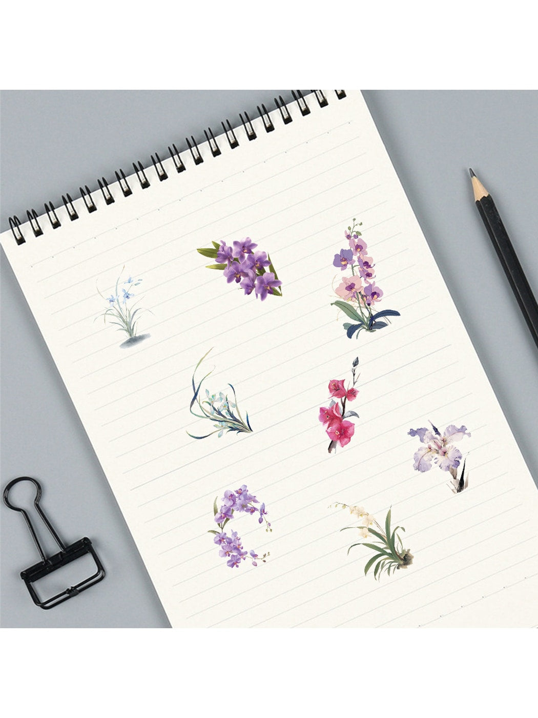 Lunira - Cartoon Orchid Flower 50 Piece Stickers Pack Oria & Co