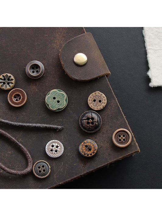 Bunli vintage four-hole plastic buttons assortment for sewing projects
