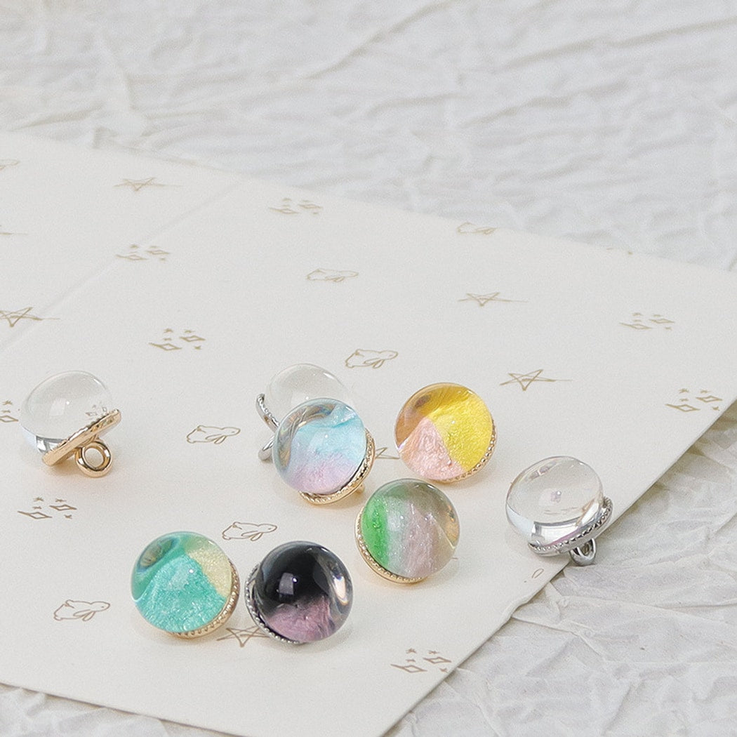 Bunli - DIY 10 Pack Glossy Orb Design Detail Button