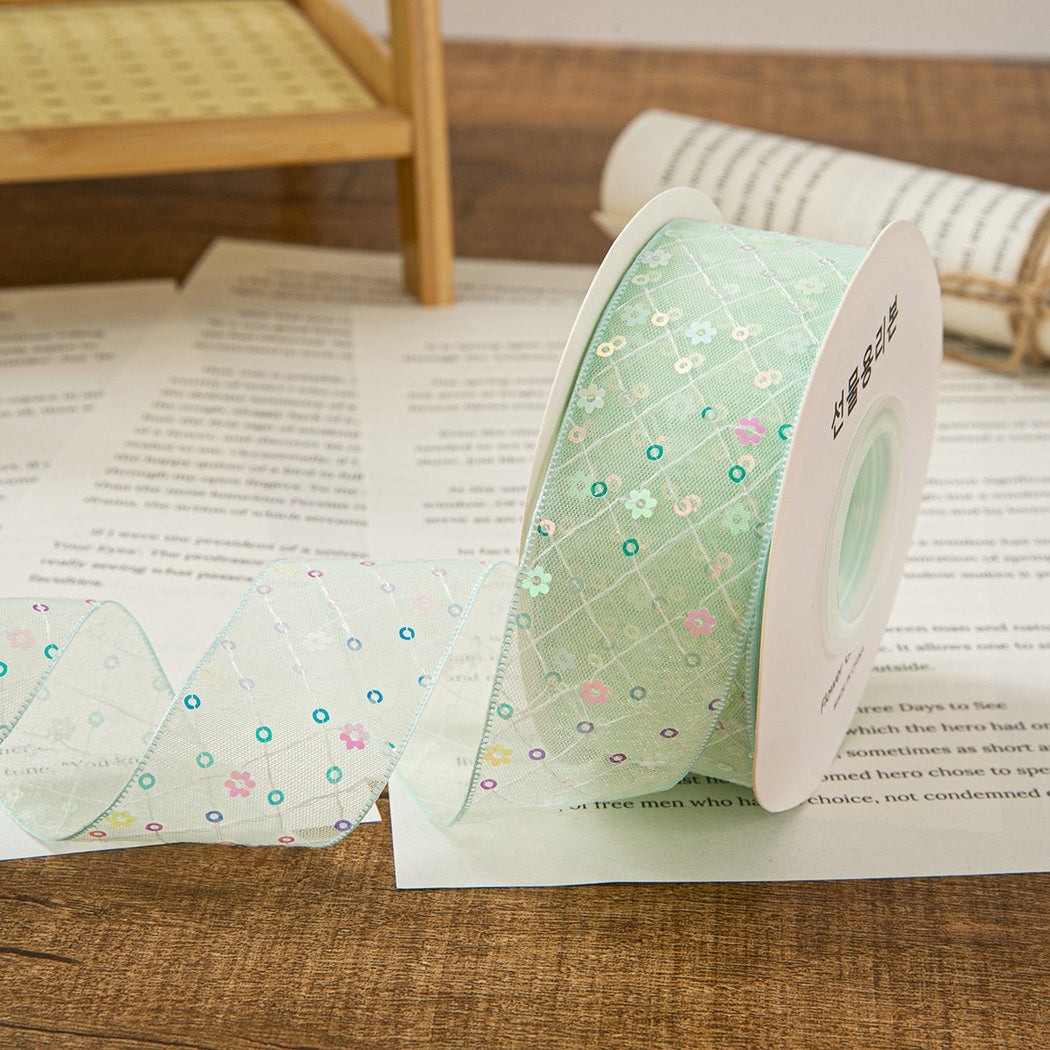 Rivora - DIY Sheer Sequin Grid Tulle Trim Ribbon