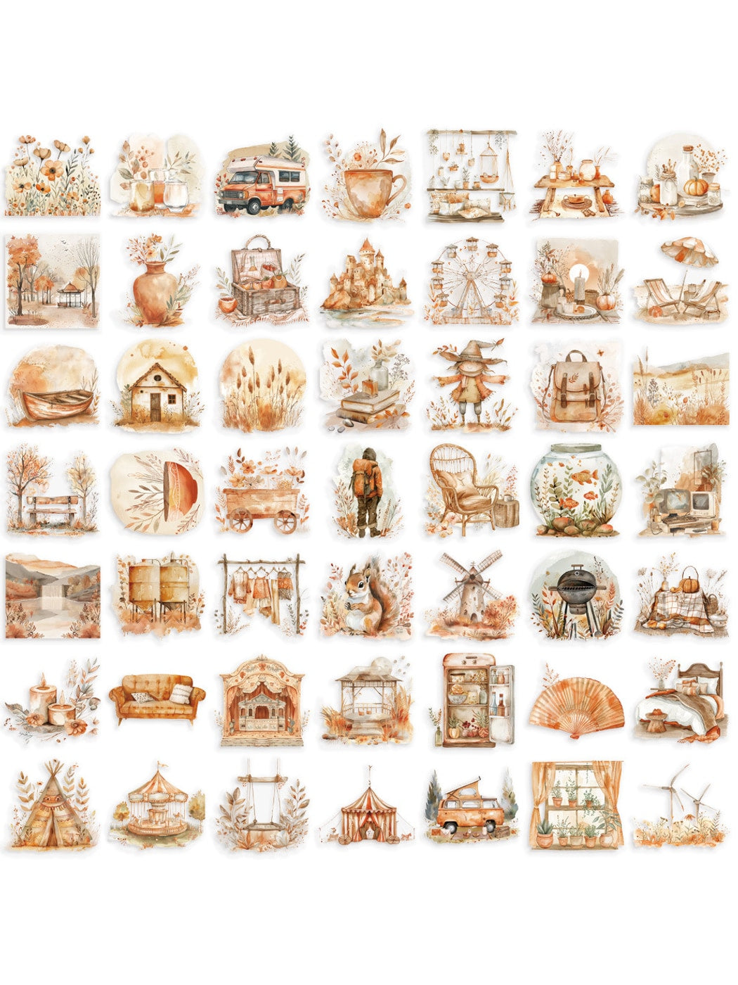 Lunira - Cartoon Style Watercolor Decorative Stickers pack Oria & Co