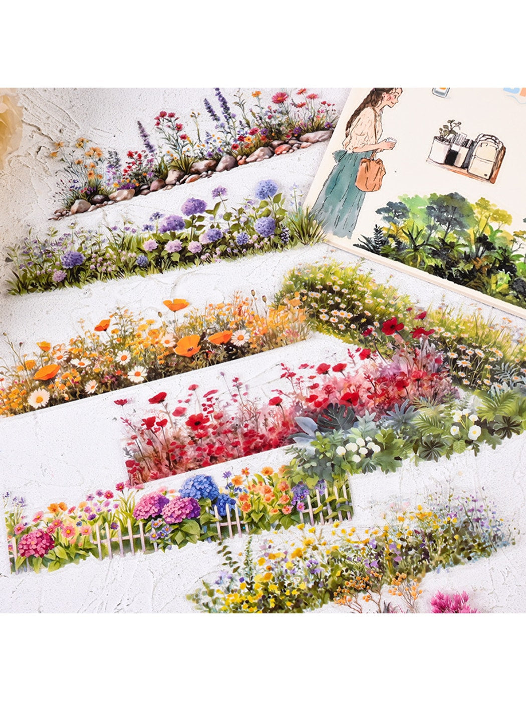 Lunira - Watercolor Floral Jungle PET Journal Stickers Pack Oria & Co