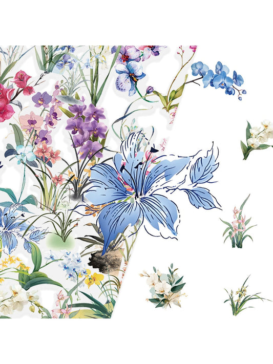 Lunira - Cartoon Orchid Flower 50 Piece Stickers Pack Oria & Co