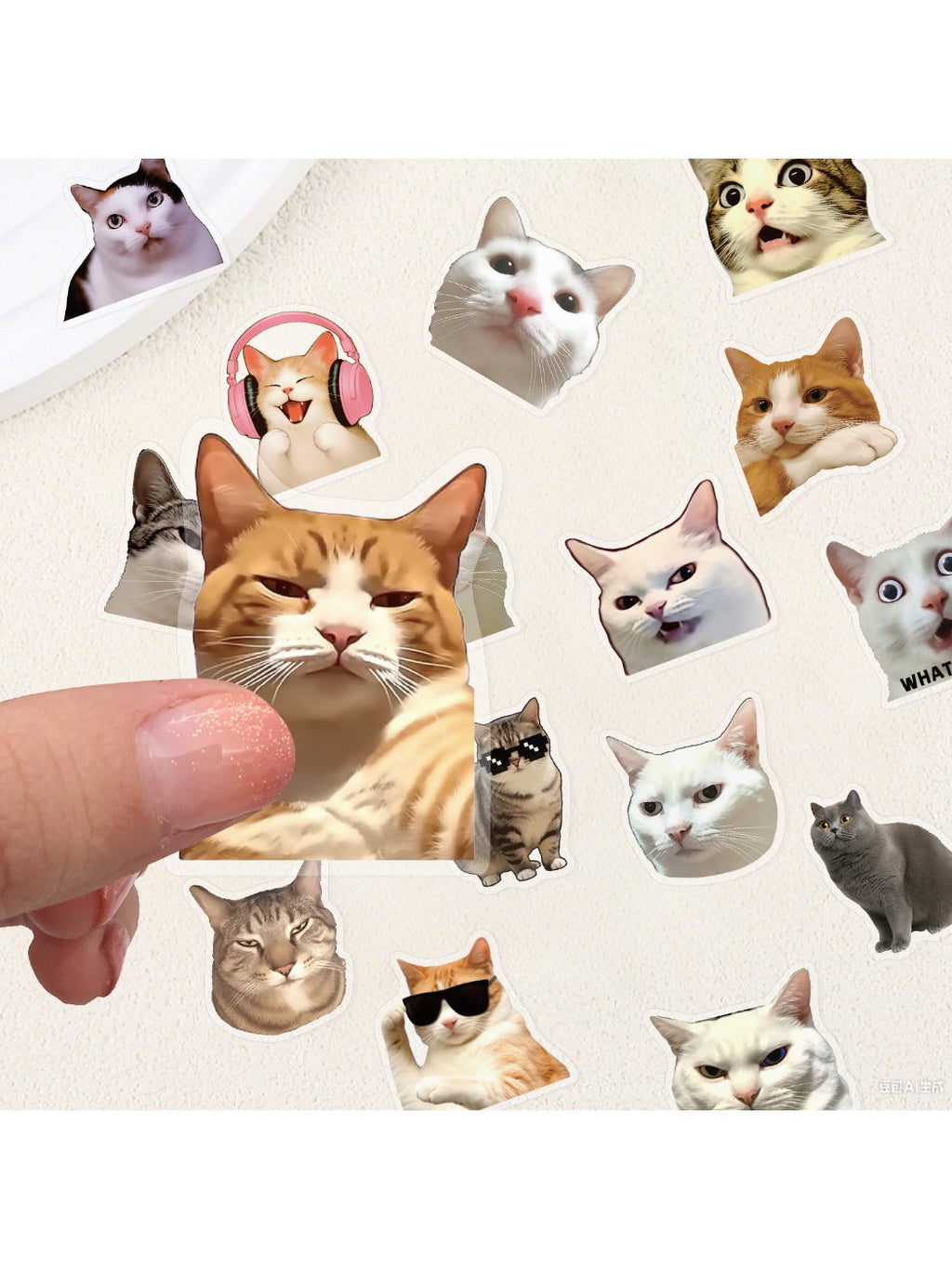 Lunira cute cat sticker depicting a curious cat with wide eyes