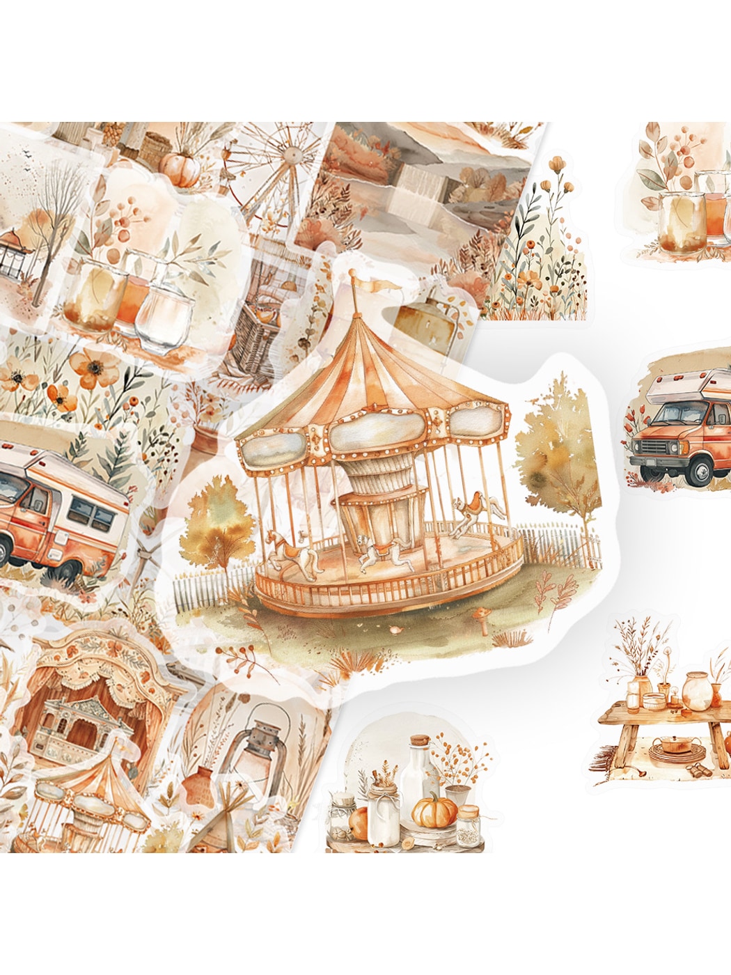 Lunira - Cartoon Style Watercolor Decorative Stickers pack Oria & Co