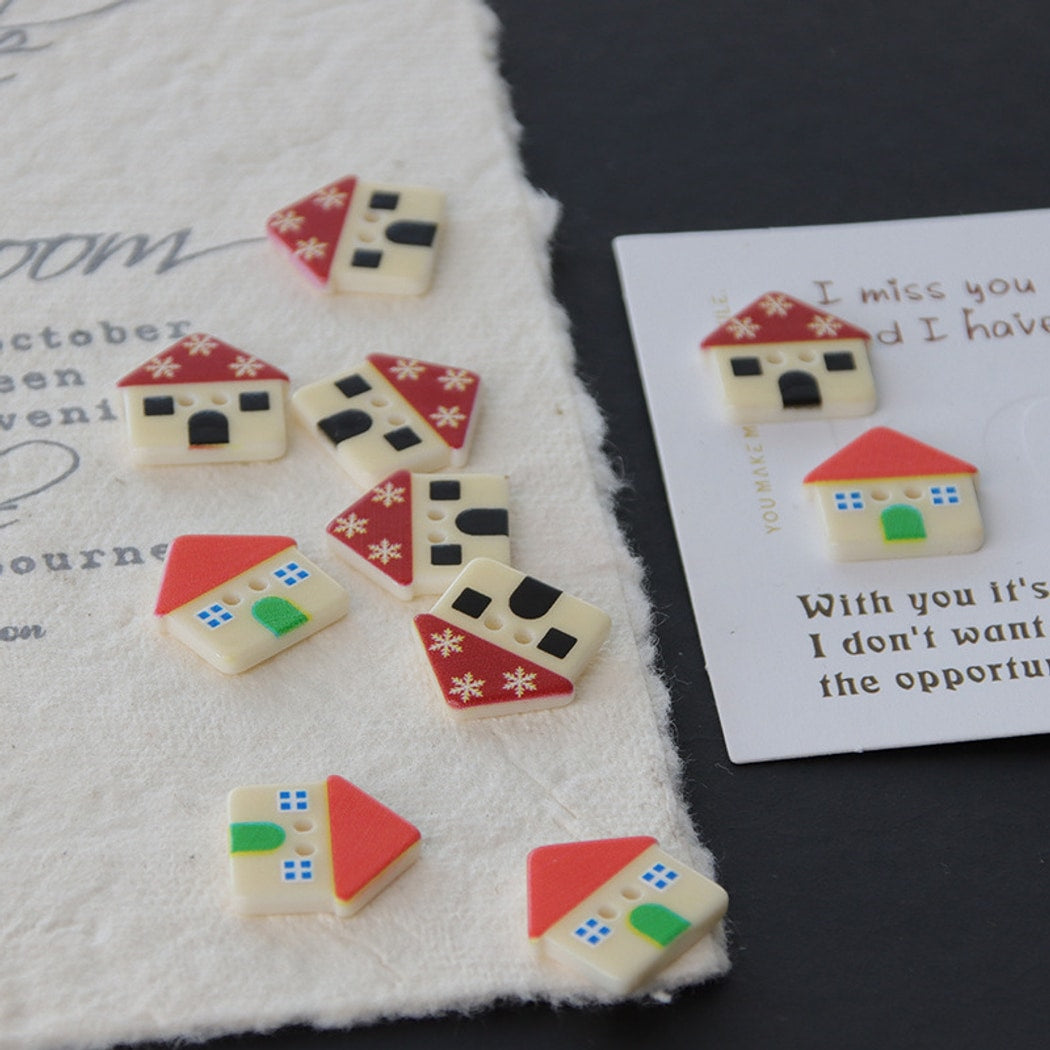Bunli - DIY 10 Pack House Shape Two Hole Buttons