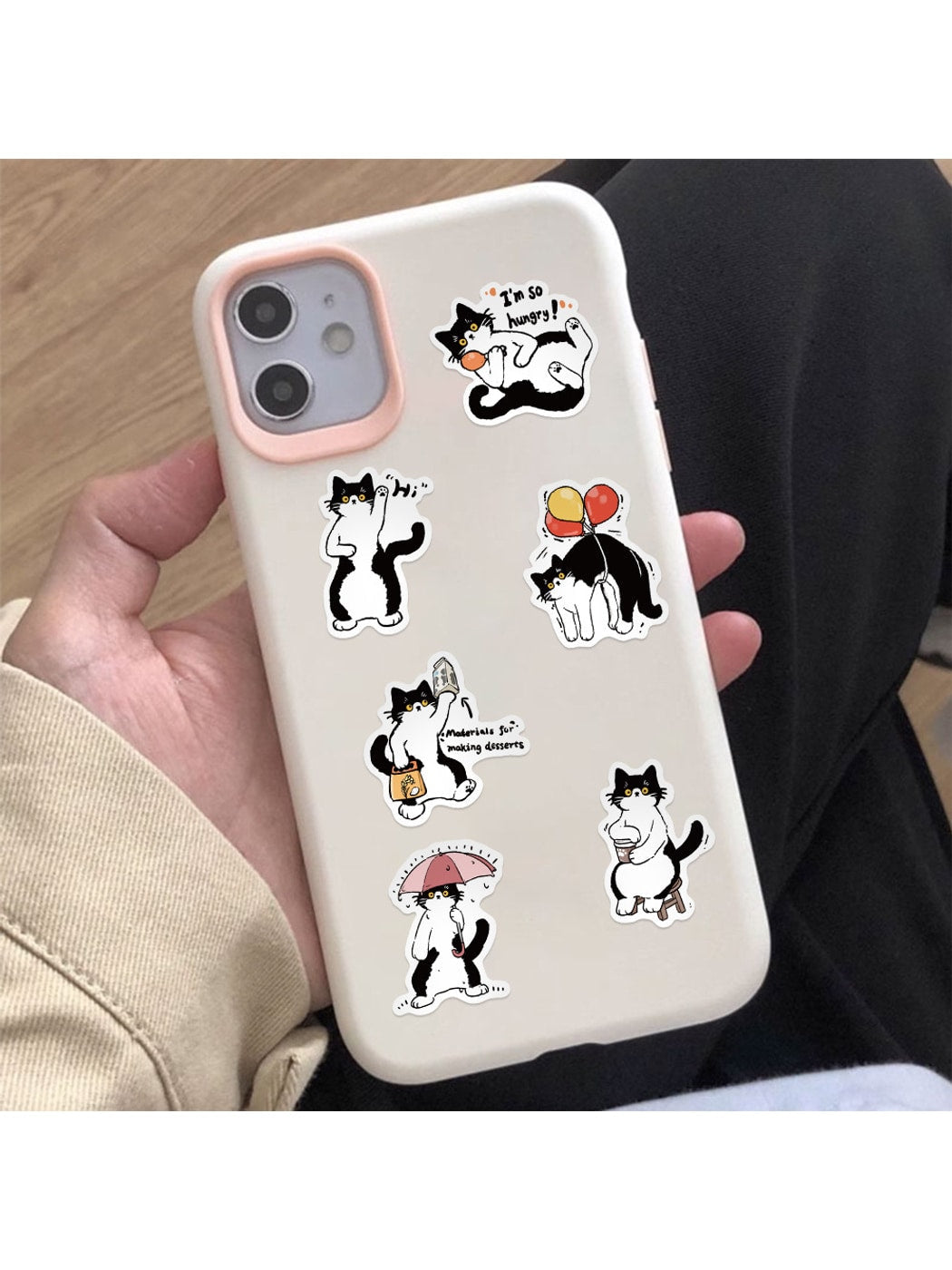 Lunira - 50 Piece Cute Cow Cat Adhesive Stickers pack Oria & Co