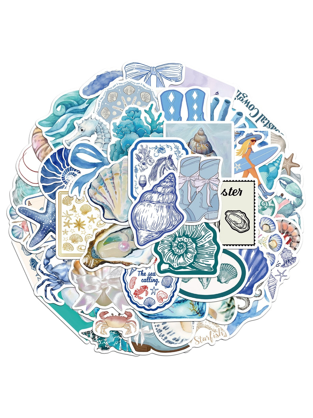 Lunira - 50 Piece Coastal Girl Decorative Stickers pack Oria & Co
