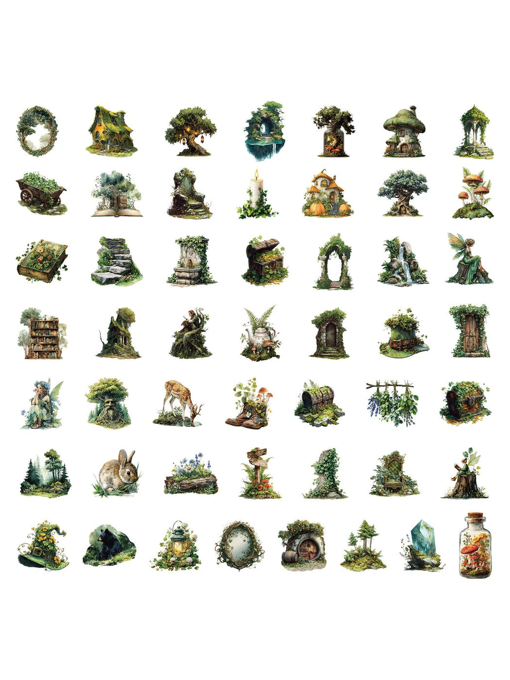 Lunira - 50 Piece Forest Theme Paper PET Stickers pack Oria & Co