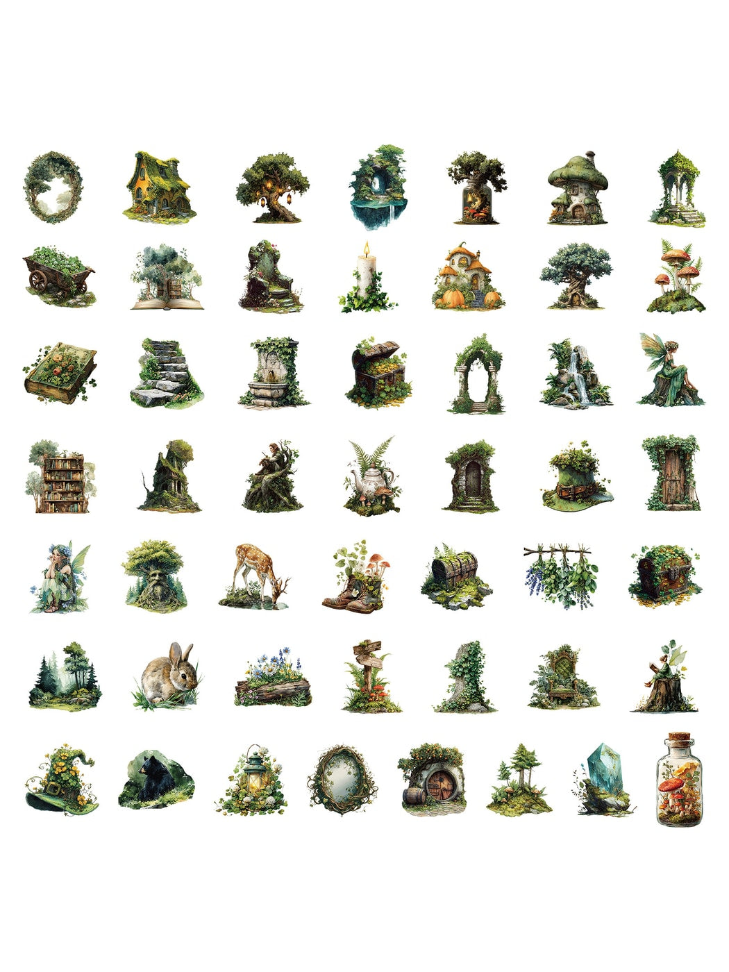 Lunira - 50 Piece Forest Theme Paper PET Stickers pack Oria & Co
