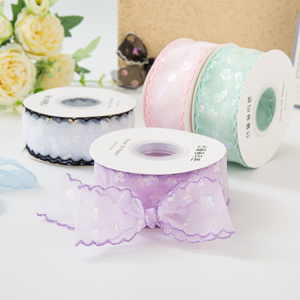 Rivora - DIY Sequin Floral Tulle Trim Ribbon