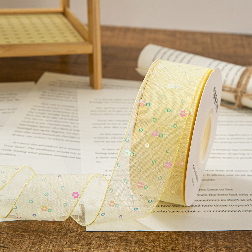 Rivora - DIY Sheer Sequin Grid Tulle Trim Ribbon