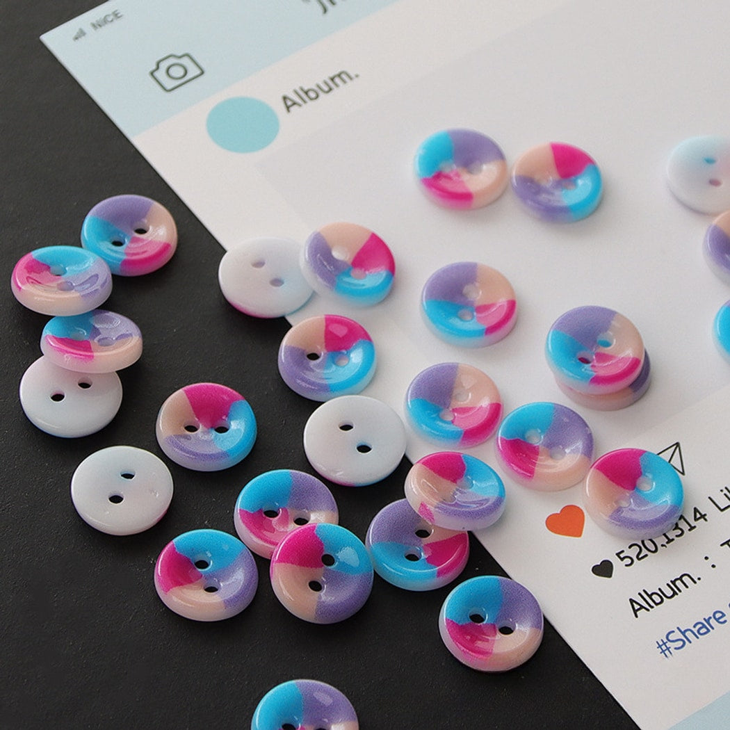 Bunli - DIY 10 Pack Round Ceramic Two Hole Buttons