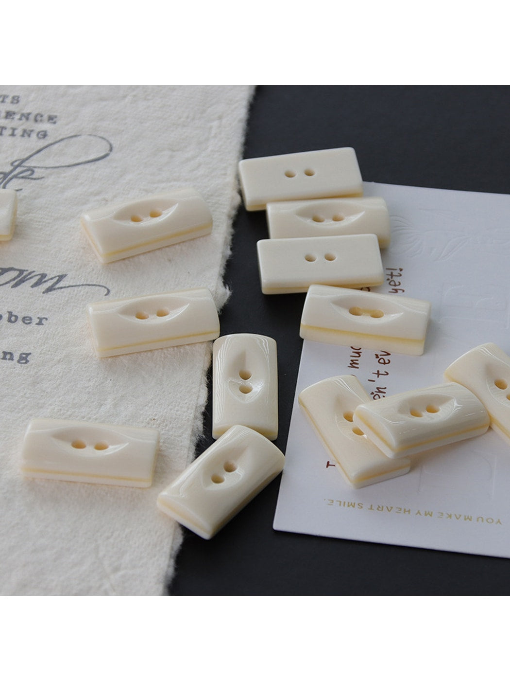 Bunli - 10 Pack Smooth Rectangle Two-Hole ClothingButton Oria & Co