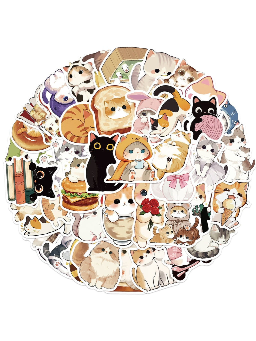 Lunira - Cute Cat Stickers Pack 50 Cartoon Stickers pack Oria & Co