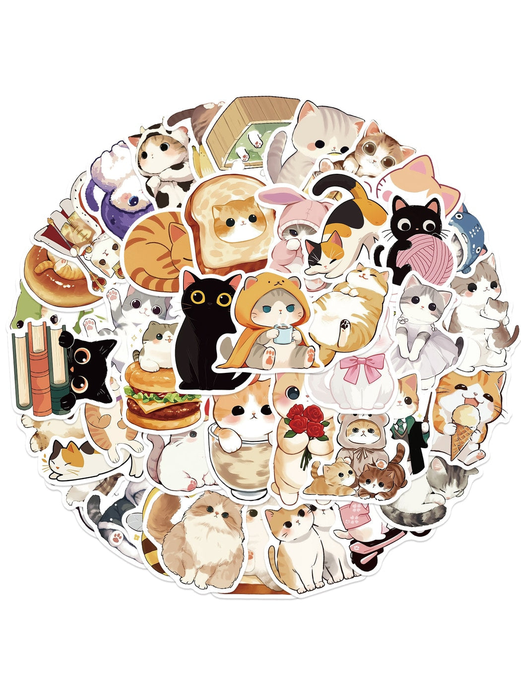 Lunira - Cute Cat Stickers Pack 50 Cartoon Stickers pack Oria & Co