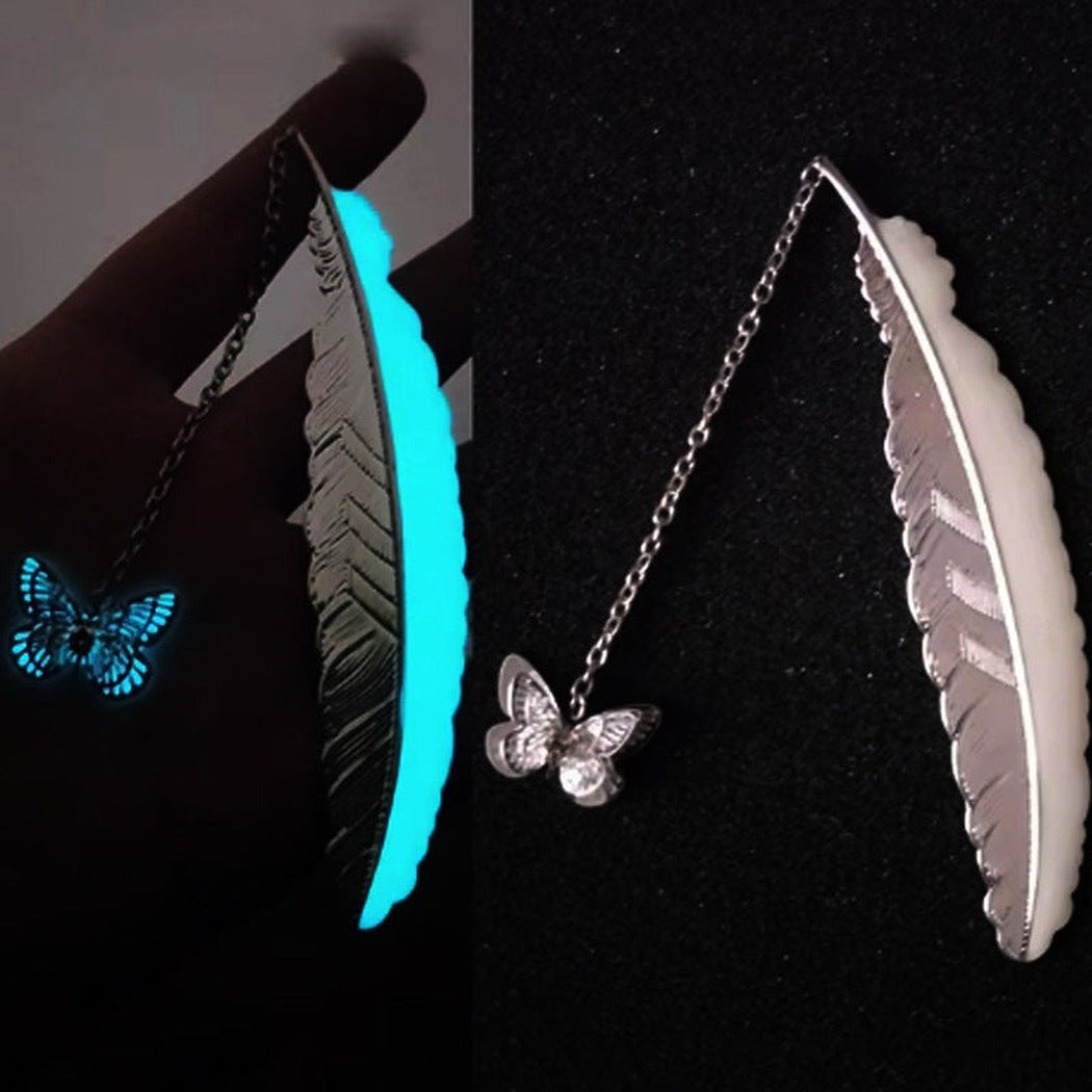 Novellea - Feather-Shaped Butterfly-Charm Bookmark
