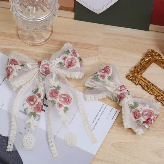 Rivora rose embroidery lace ribbon trim for DIY bows and decor