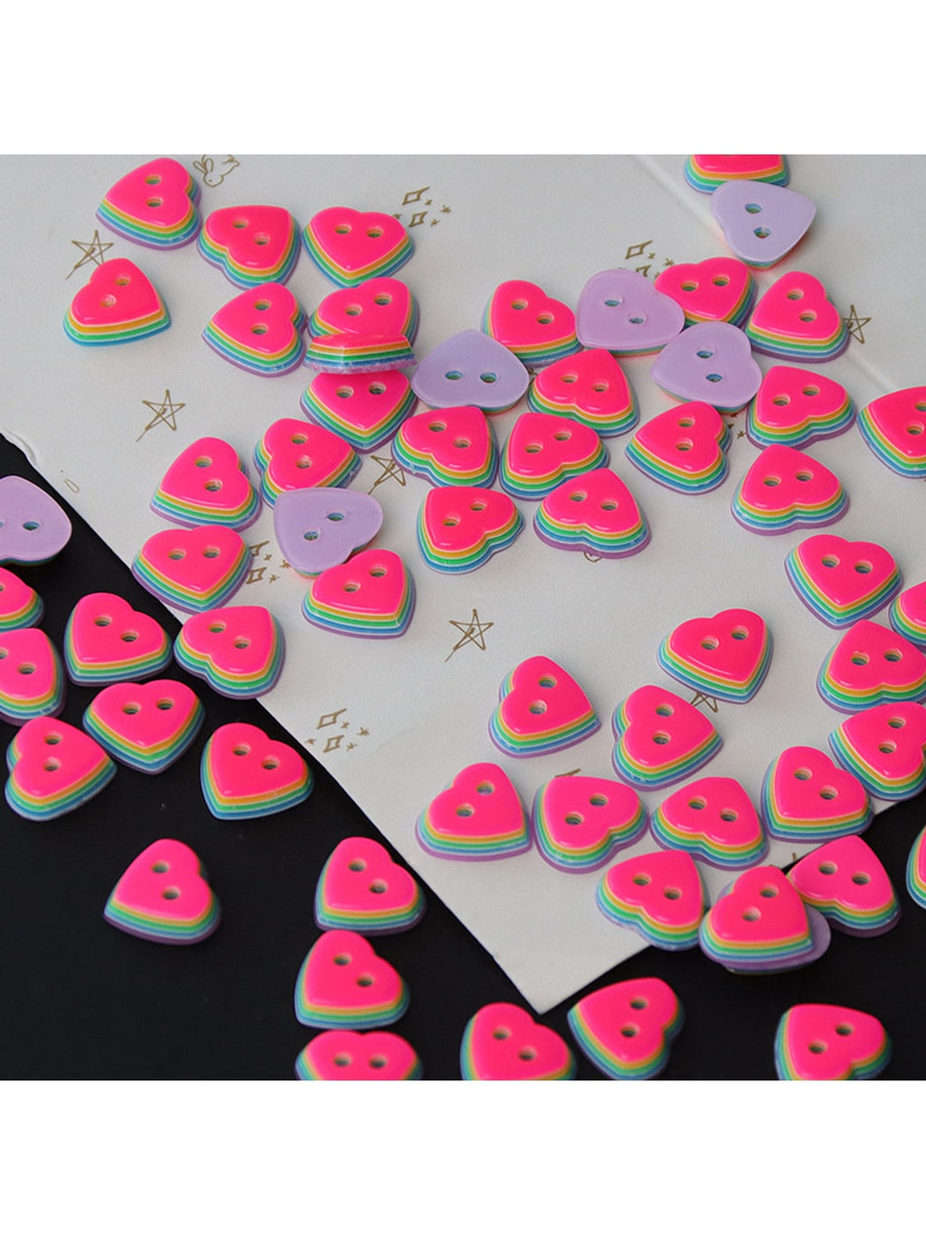 Bunli - 10 Heart Shaped Two-Hole Synthetic Buttons Oria & Co