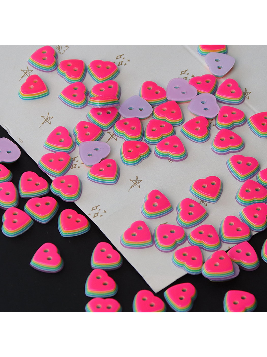 Bunli - 10 Heart Shaped Two-Hole Synthetic Buttons Oria & Co