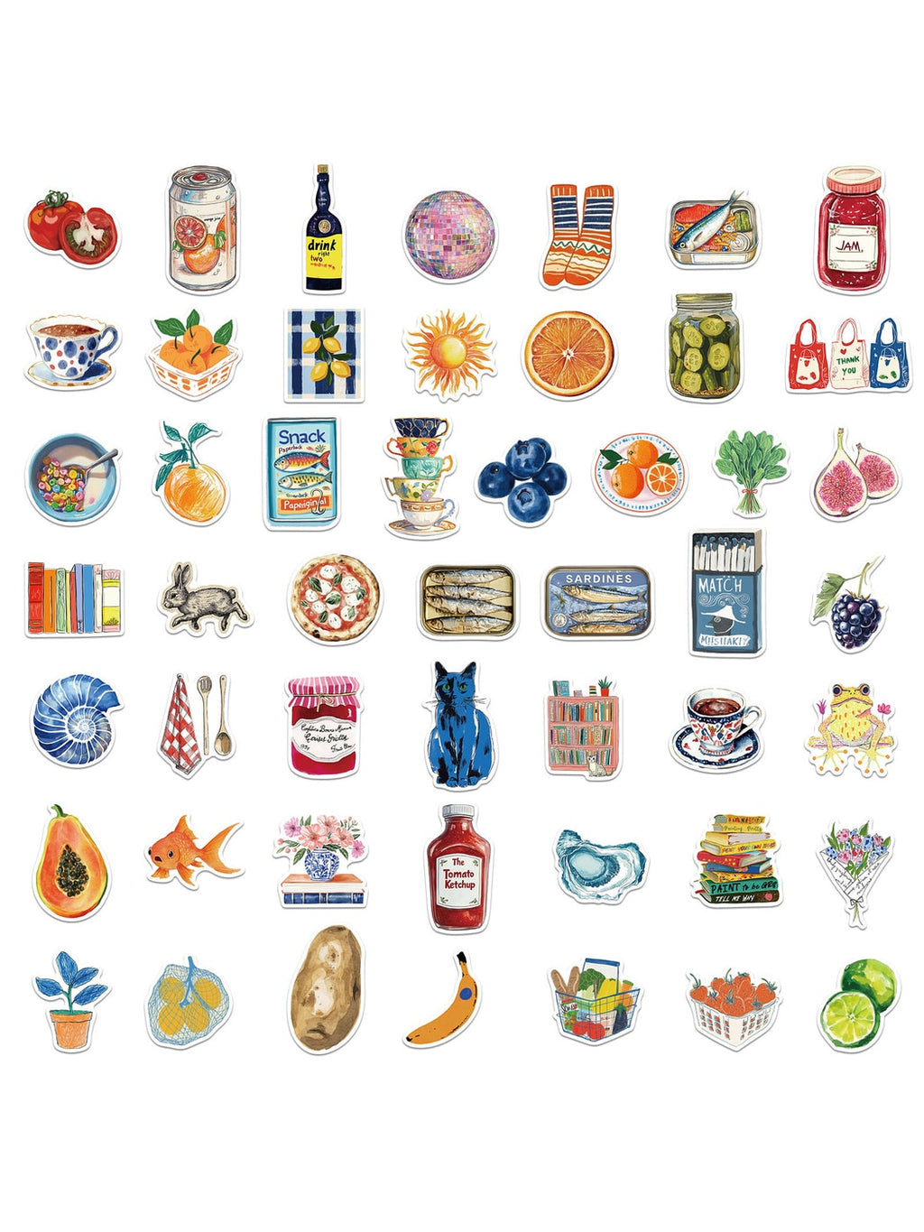 Lunira - Retro Fruit Drink Printed Cartoon Stickers pack