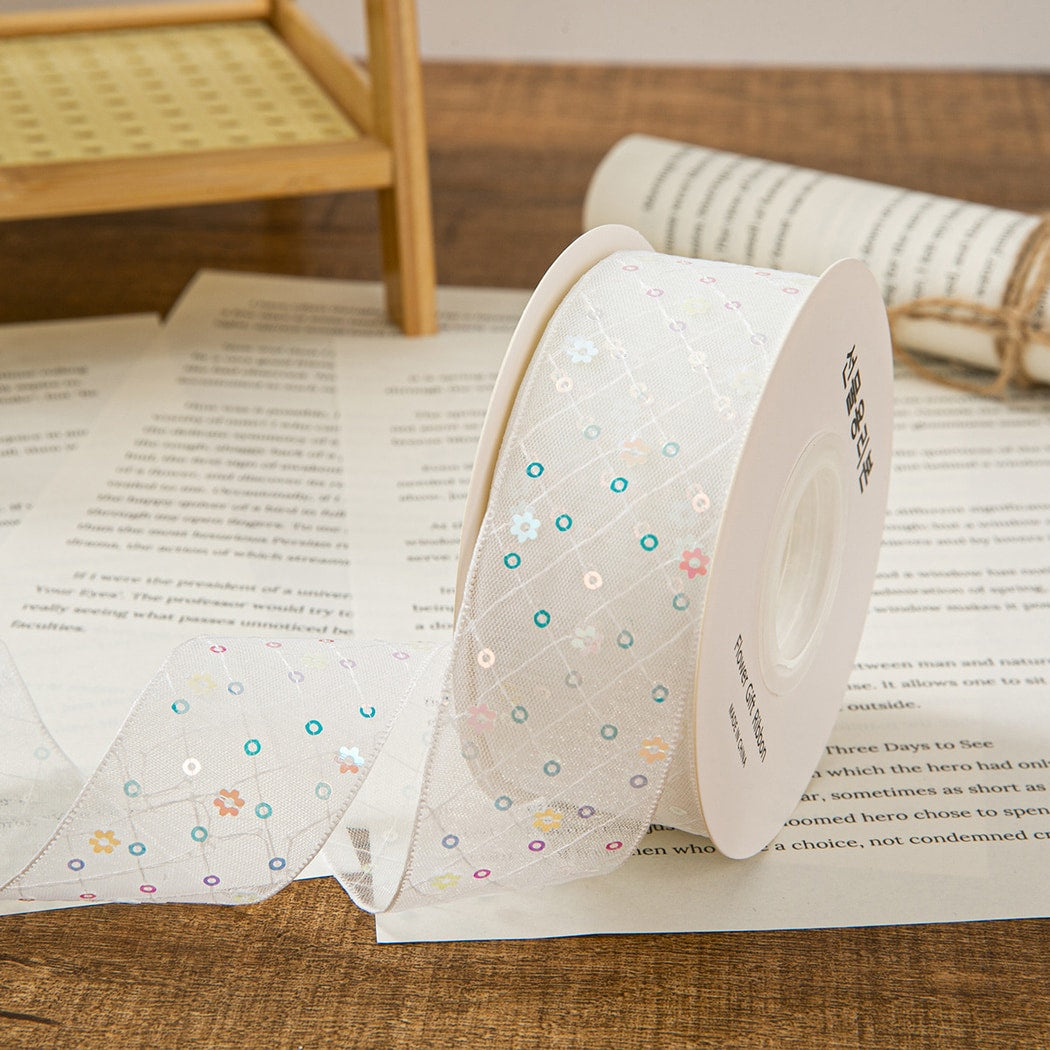 Rivora - DIY Sheer Sequin Grid Tulle Trim Ribbon
