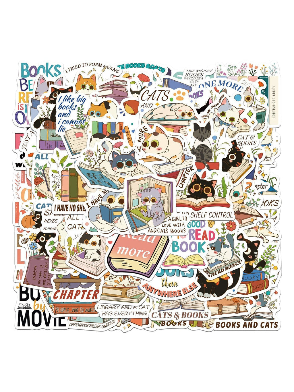 Lunira - Cute Cat and Book DIY Decorative Stickers pack Oria & Co