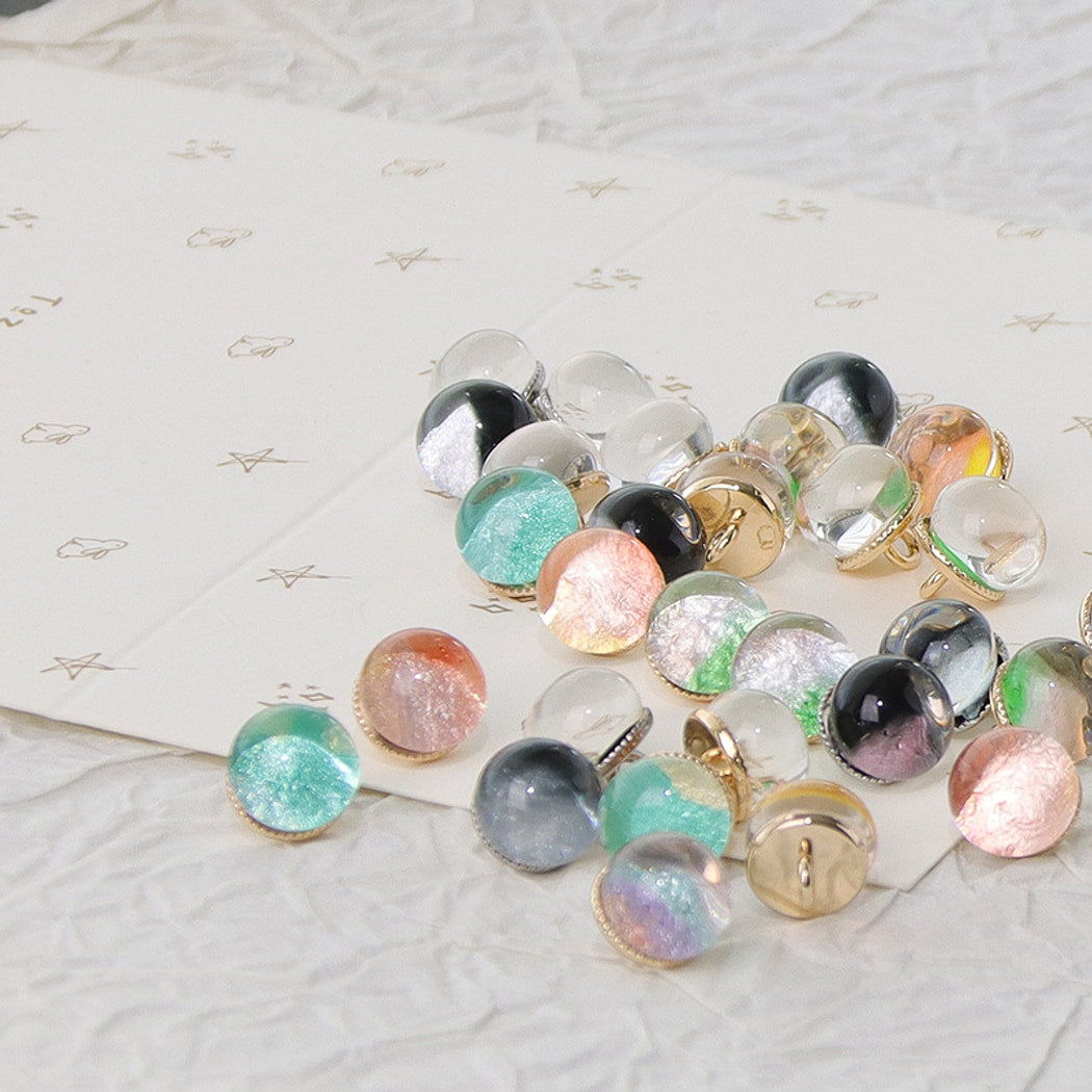 Bunli - DIY 10 Pack Glossy Orb Design Detail Button