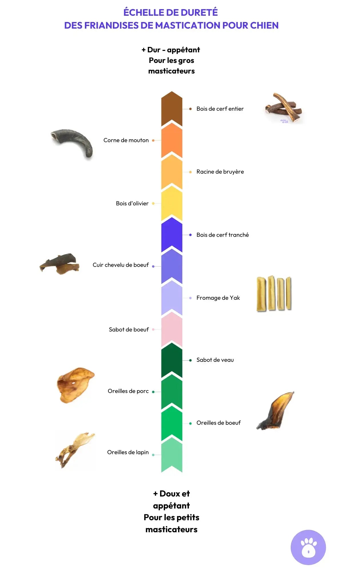 Échelle de dureté des friandises de mastication pour chien