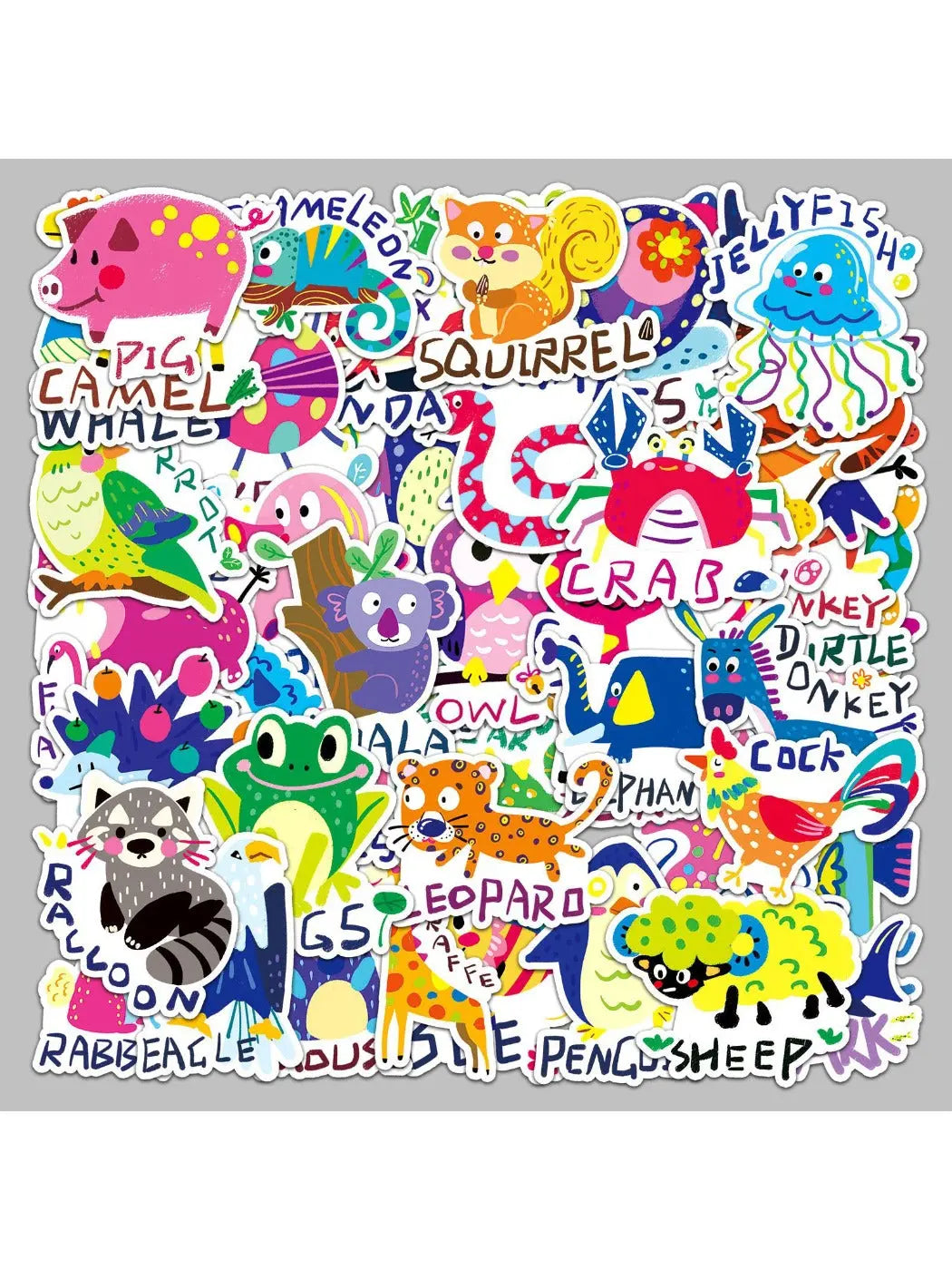 Lunira - Cartoon Animal Doodle English Words Stickers Oria & Co