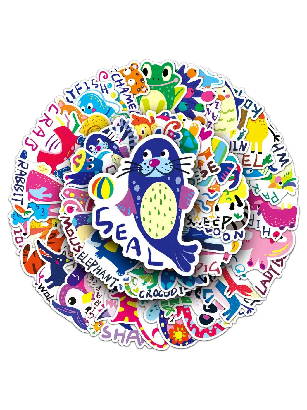 Lunira - Cartoon Animal Doodle English Words Stickers Oria & Co
